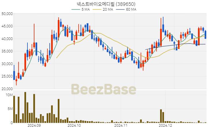 [주가 차트] 넥스트바이오메디컬 - 389650 (2024.12.27)