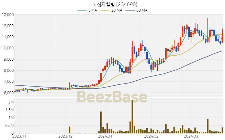 [주가 차트] 녹십자웰빙 - 234690 (2024.03.25)