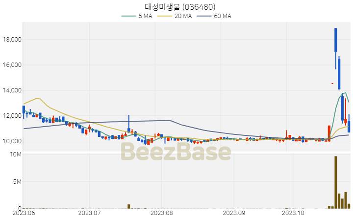 [주가 차트] 대성미생물 - 036480 (2023.10.30)