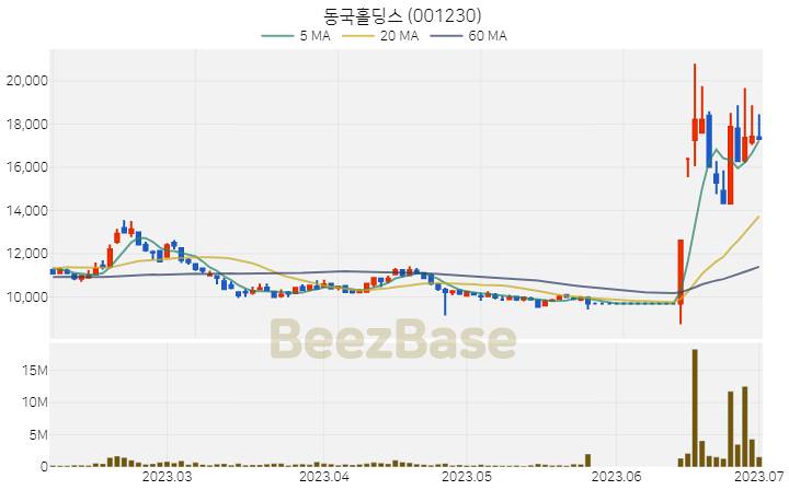 [주가 차트] 동국홀딩스 - 001230 (2023.07.03)