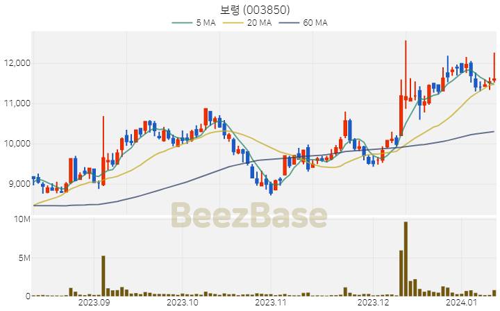 보령 주가 분석 및 주식 종목 차트 | 2024.01.11