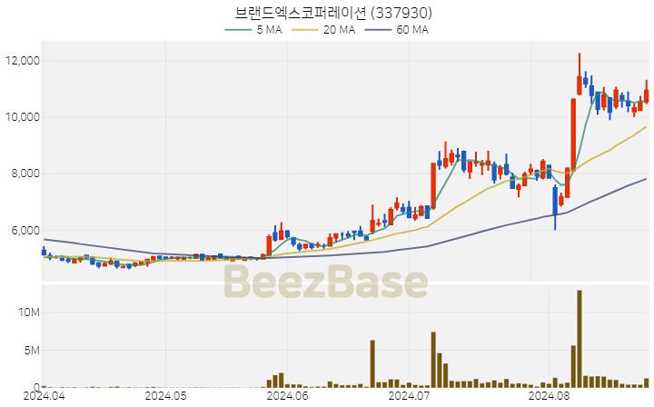 브랜드엑스코퍼레이션 주가 분석 및 주식 종목 차트 | 2024.08.27