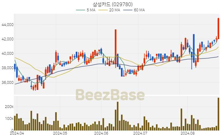 [주가 차트] 삼성카드 - 029780 (2024.08.23)