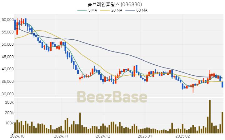 [주가 차트] 솔브레인홀딩스 - 036830 (2025.02.28)