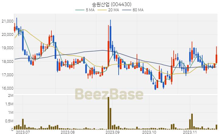 송원산업 주가 분석 및 주식 종목 차트 | 2023.11.21