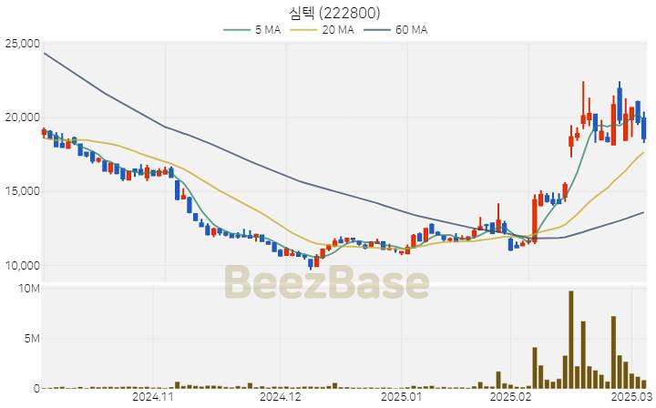 [주가 차트] 심텍 - 222800 (2025.03.06)