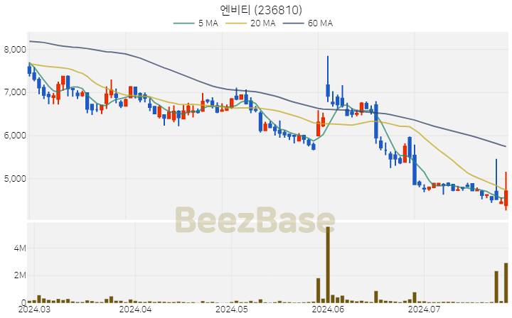 엔비티 주가 분석 및 주식 종목 차트 | 2024.07.25