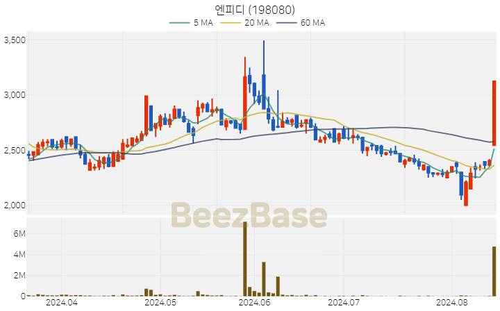 [주가 차트] 엔피디 - 198080 (2024.08.14)