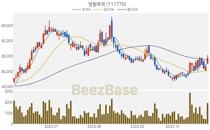 [주가 차트] 영원무역 - 111770 (2023.10.31)