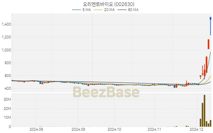 오리엔트바이오 주가 분석 및 주식 종목 차트 | 2024.12.11