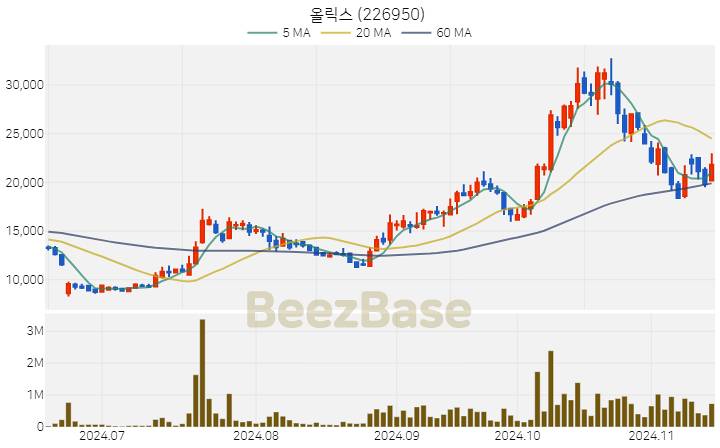 올릭스 주가 분석 및 주식 종목 차트 | 2024.11.14