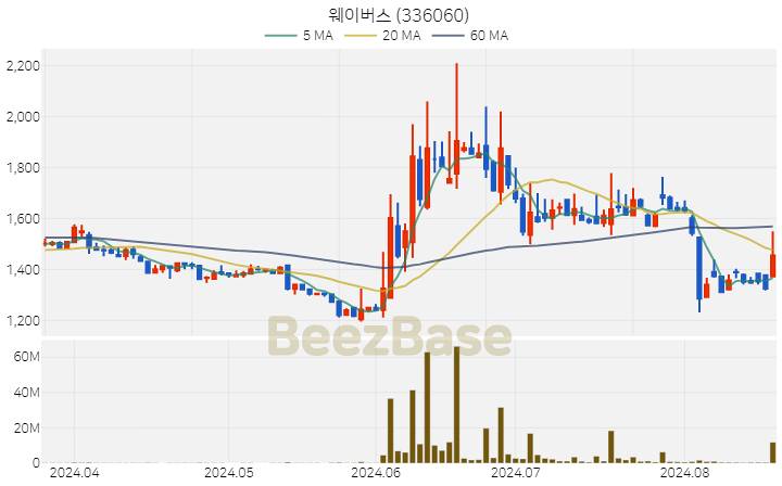 [주가 차트] 웨이버스 - 336060 (2024.08.20)