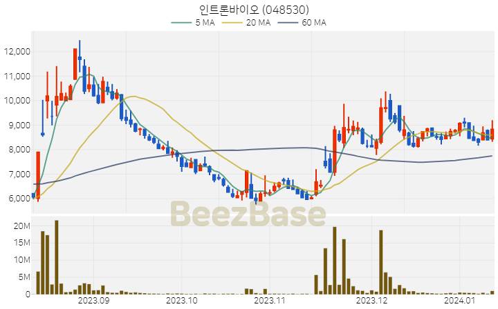 인트론바이오 주가 분석 및 주식 종목 차트 | 2024.01.11