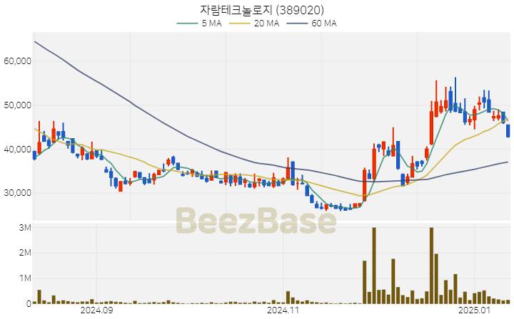 [주가 차트] 자람테크놀로지 - 389020 (2025.01.13)