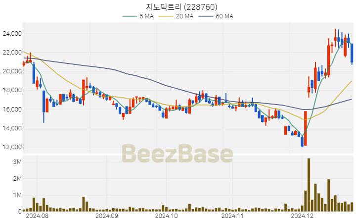 [주가 차트] 지노믹트리 - 228760 (2024.12.23)