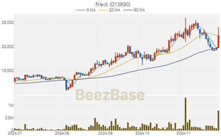 [주가 차트] 지누스 - 013890 (2024.11.26)