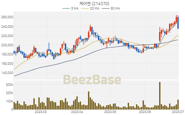 케어젠 주가 분석 및 주식 종목 차트 | 2023.07.03