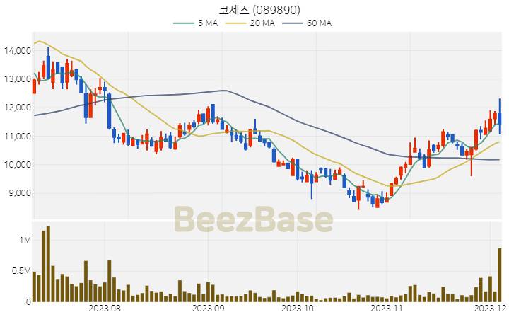 코세스 주가 분석 및 주식 종목 차트 | 2023.12.05
