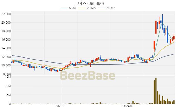[주가 차트] 코세스 - 089890 (2024.02.13)