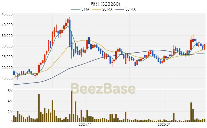 [주가 차트] 태성 - 323280 (2025.02.06)