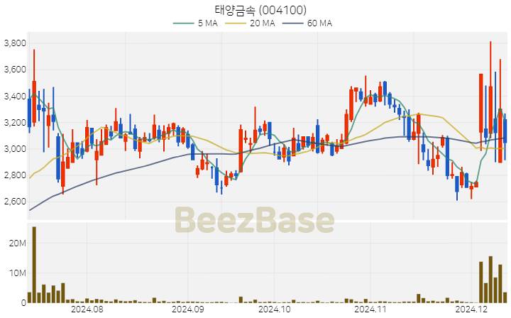 태양금속 주가 분석 및 주식 종목 차트 | 2024.12.11