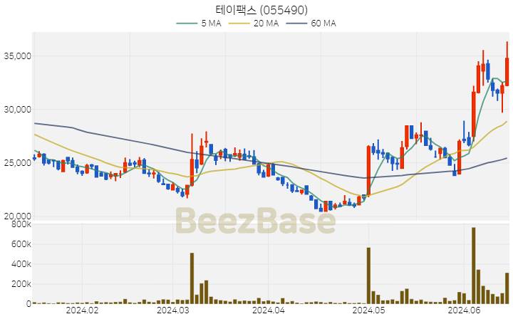 테이팩스 주가 분석 및 주식 종목 차트 | 2024.06.17