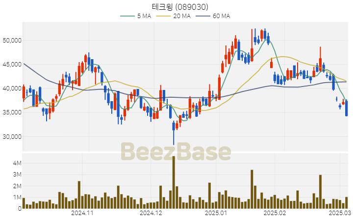 [주가 차트] 테크윙 - 089030 (2025.03.06)