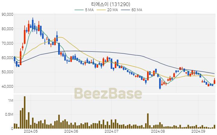 [주가 차트] 티에스이 - 131290 (2024.09.12)
