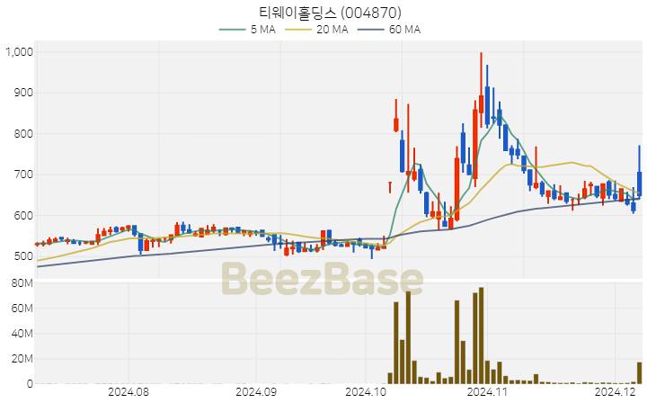 티웨이홀딩스 주가 분석 및 주식 종목 차트 | 2024.12.06