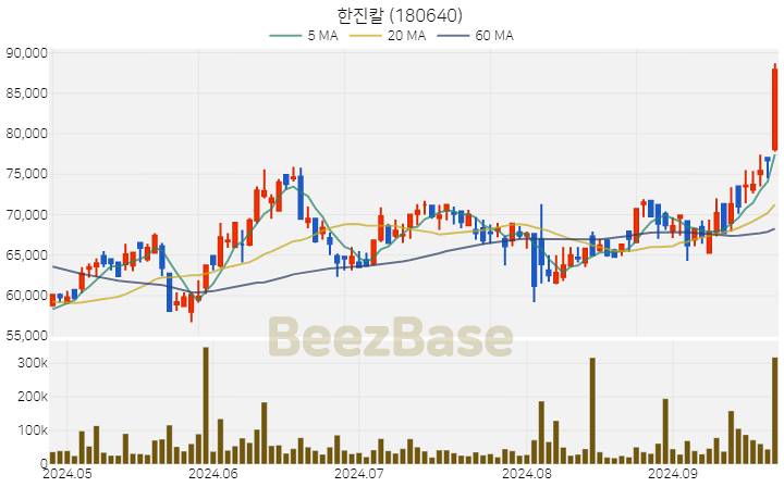 한진칼 주가 분석 및 주식 종목 차트 | 2024.09.25