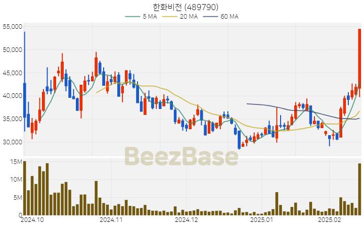 [주가 차트] 한화비전 - 489790 (2025.02.13)