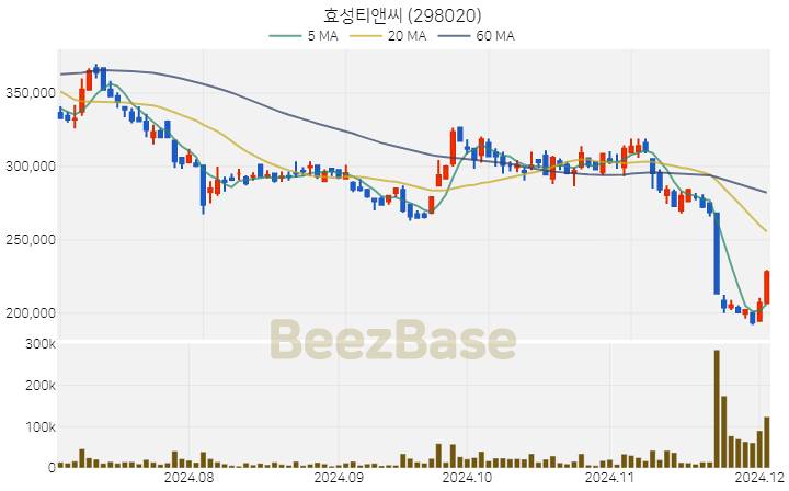 효성티앤씨 주가 분석 및 주식 종목 차트 | 2024.12.03