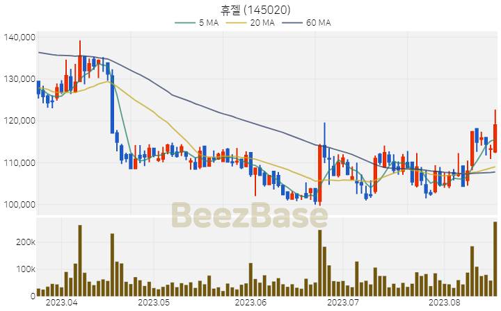 [주가 차트] 휴젤 - 145020 (2023.08.18)