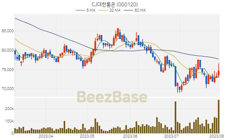 CJ대한통운 주가 분석 및 주식 종목 차트 | 2023.08.03