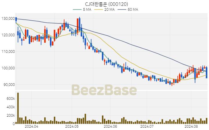 CJ대한통운 주가 분석 및 주식 종목 차트 | 2024.08.13