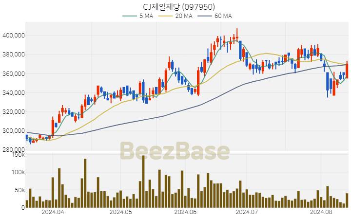 CJ제일제당 주가 분석 및 주식 종목 차트 | 2024.08.13